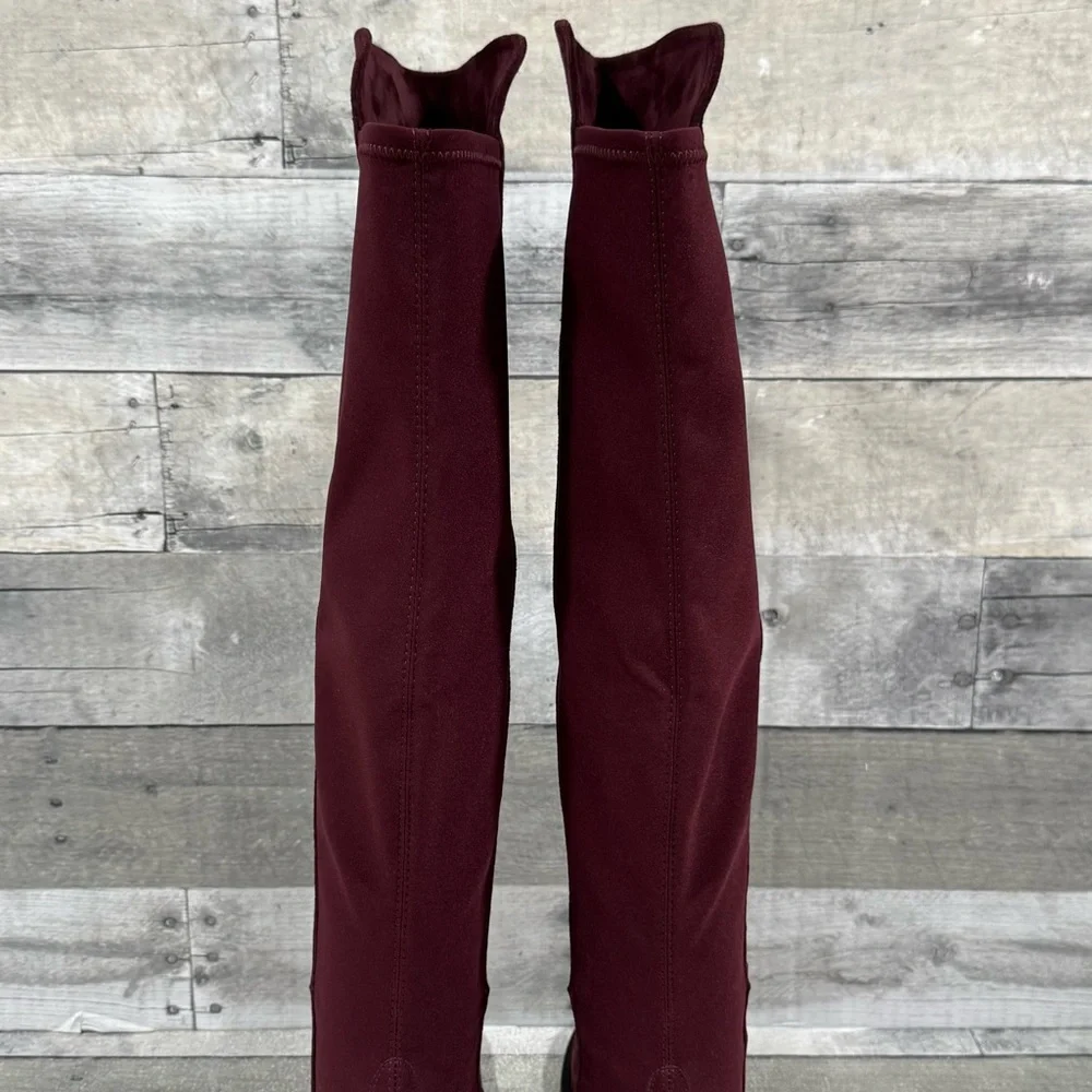NWOT STUART WEITZMAN 5050 OVER THE KNEE SUEDE BOOTS IN CABERNET - SZ - 6.5B .US